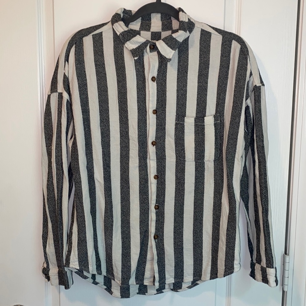 NSF‎ Rhodes Cotton Striped Button Up Shirt